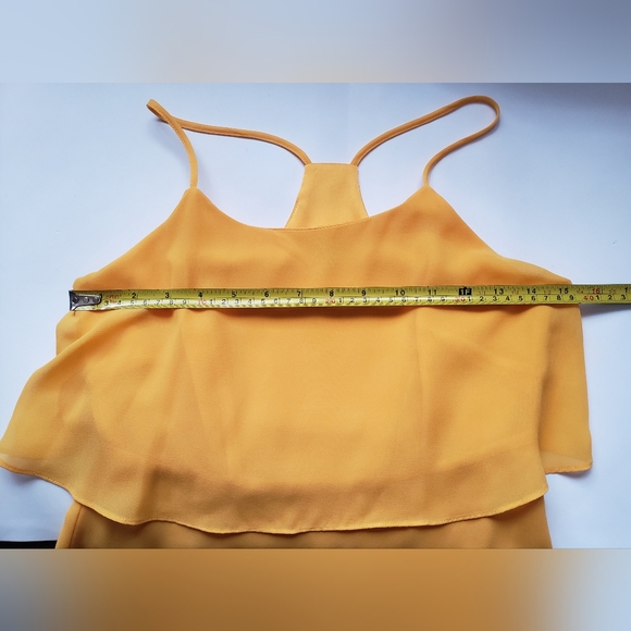 Gianni Bini Orange Sleeveless Midi Sheer Satin Ruffles Dress Size 2 - Picture 3 of 6